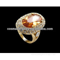 Latest Oval Design Alloy Single Yellow Stone Jewelry Ring